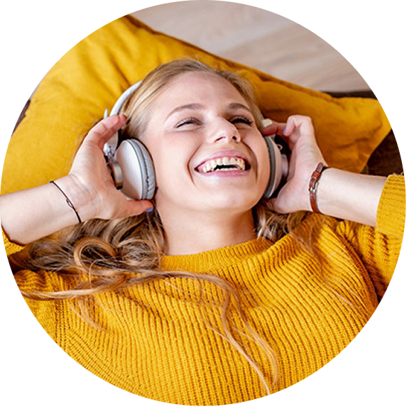 Woman relaxing with headphones